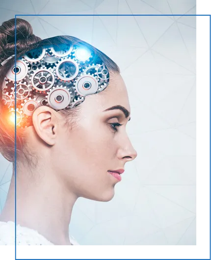 Woman with gears representing brain profiling
