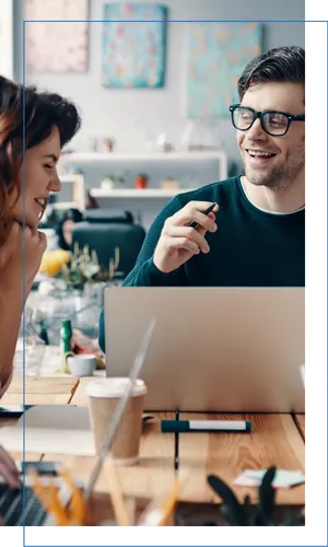 Professional working with colleagues